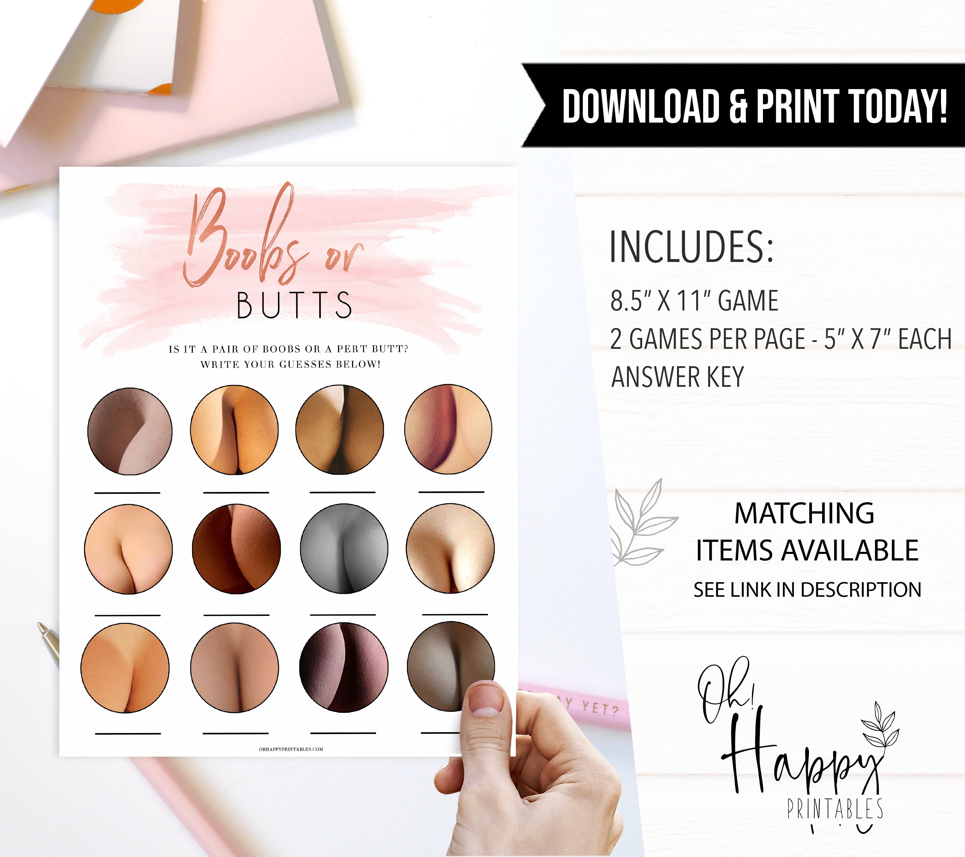 Boobs or butts baby shower games, boobs baby shower game, fun baby games, popular baby shower games, baby shower games