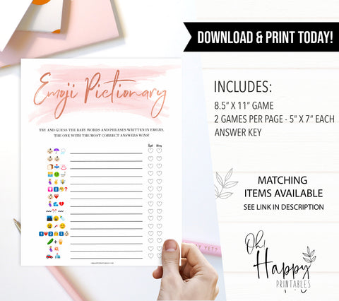 Pink Swash Emoji Pictionary Baby Shower Games, Emoji Baby Shower Games, Emoji Pictionary, Pink Baby Shower Games. Emoji Game, Emoji, popular baby games, fun baby games, printable baby games