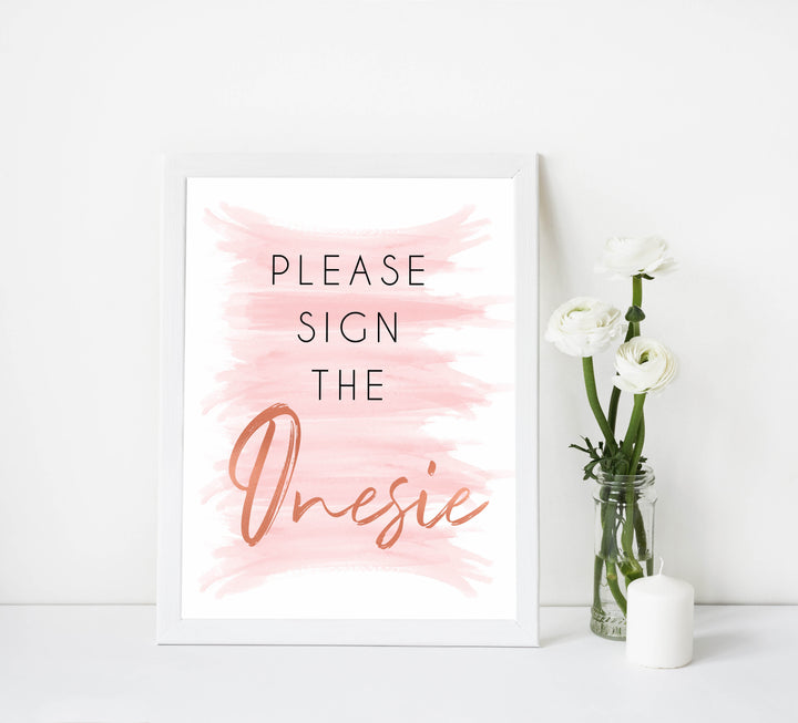 Pink swash baby games, please sign the onesie, printable baby games, fun baby games, pink baby shower, top baby games, fun baby games, its a girl baby game