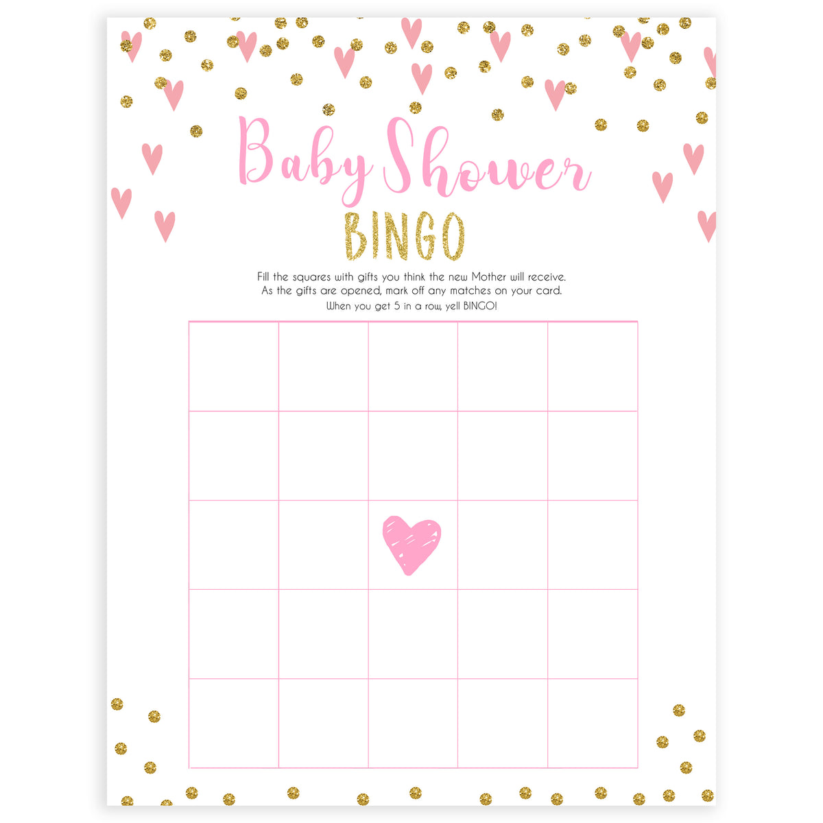 pink hearts baby shower, baby shower bingo baby game, printable baby games, pink baby games, girl baby games, top 10 baby games, fun baby games