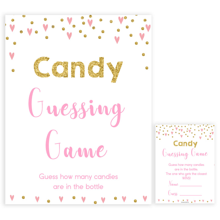 pink hearts baby shower, candy guessing game baby game, printable baby games, pink baby games, girl baby games, top 10 baby games, fun baby games
