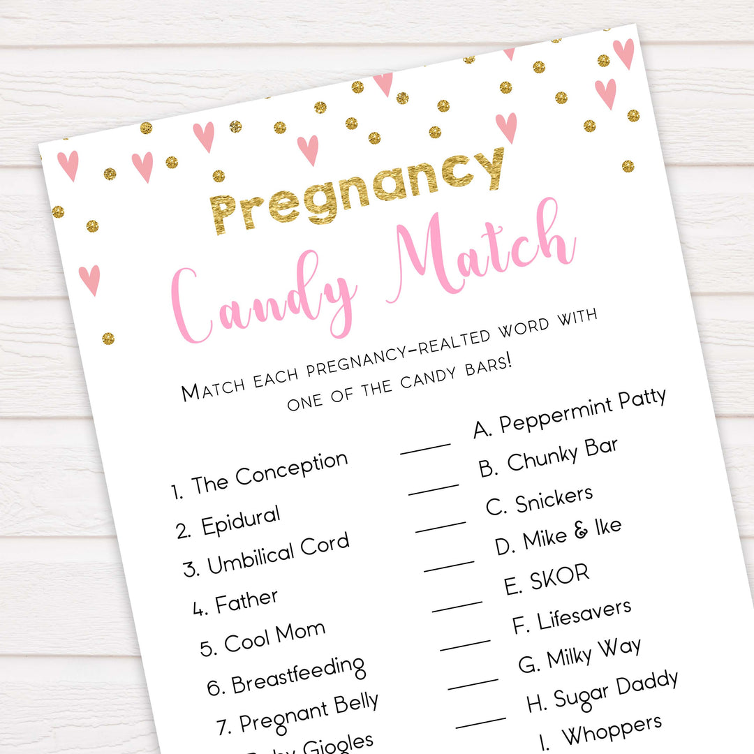 pregnancy candy match game, candy match baby shower games, funny baby games, popular baby shower games