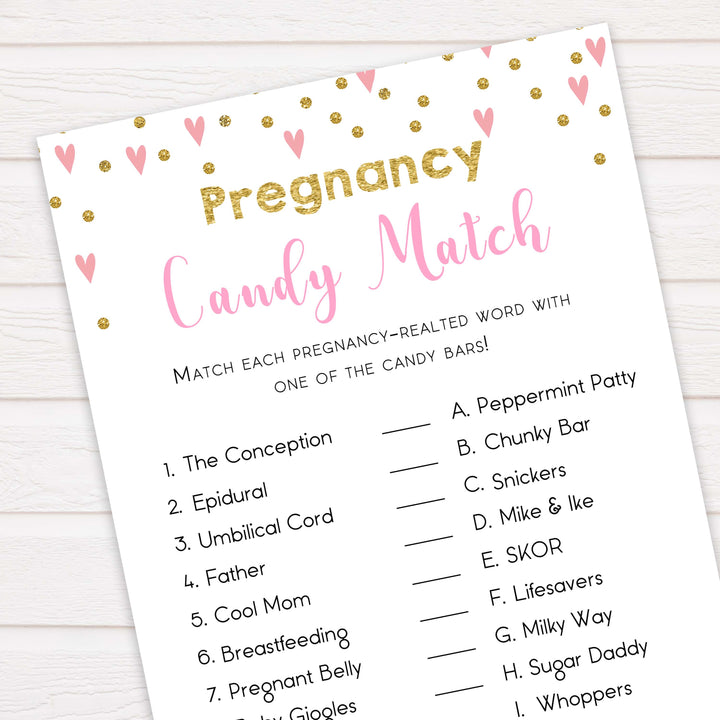 pregnancy candy match game, candy match baby shower games, funny baby games, popular baby shower games