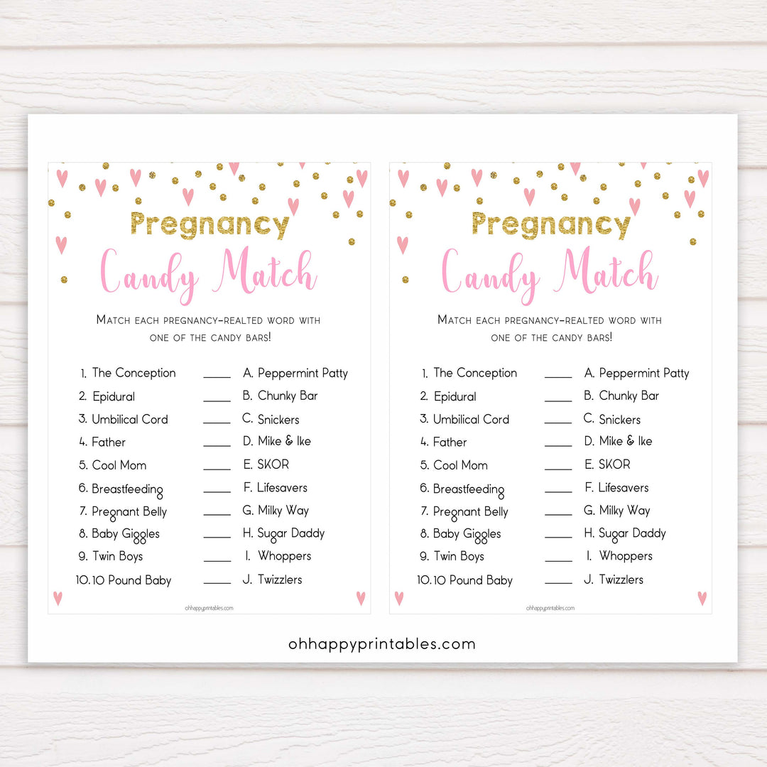 pregnancy candy match game, candy match baby shower games, funny baby games, popular baby shower games