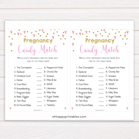 pregnancy candy match game, candy match baby shower games, funny baby games, popular baby shower games