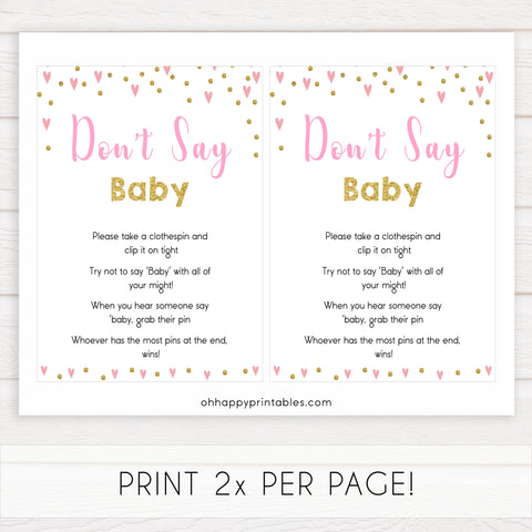 pink hearts baby shower, don't say baby baby game, printable baby games, pink baby games, girl baby games, top 10 baby games, fun baby games