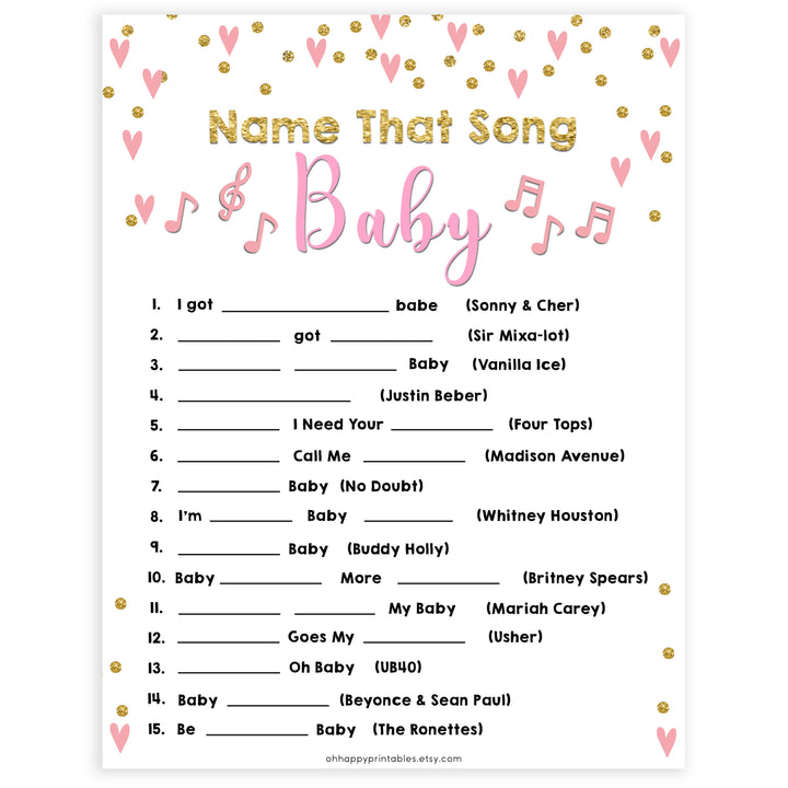 pink hearts baby shower, name that baby song baby game, printable baby games, pink baby games, girl baby games, top 10 baby games, fun baby games