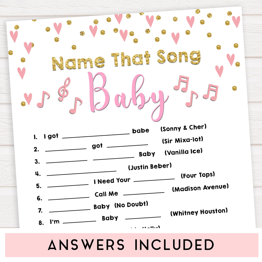 pink hearts baby shower, name that baby song baby game, printable baby games, pink baby games, girl baby games, top 10 baby games, fun baby games