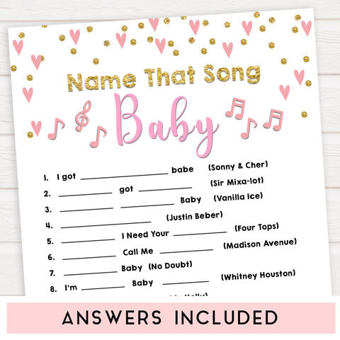 pink hearts baby shower, name that baby song baby game, printable baby games, pink baby games, girl baby games, top 10 baby games, fun baby games