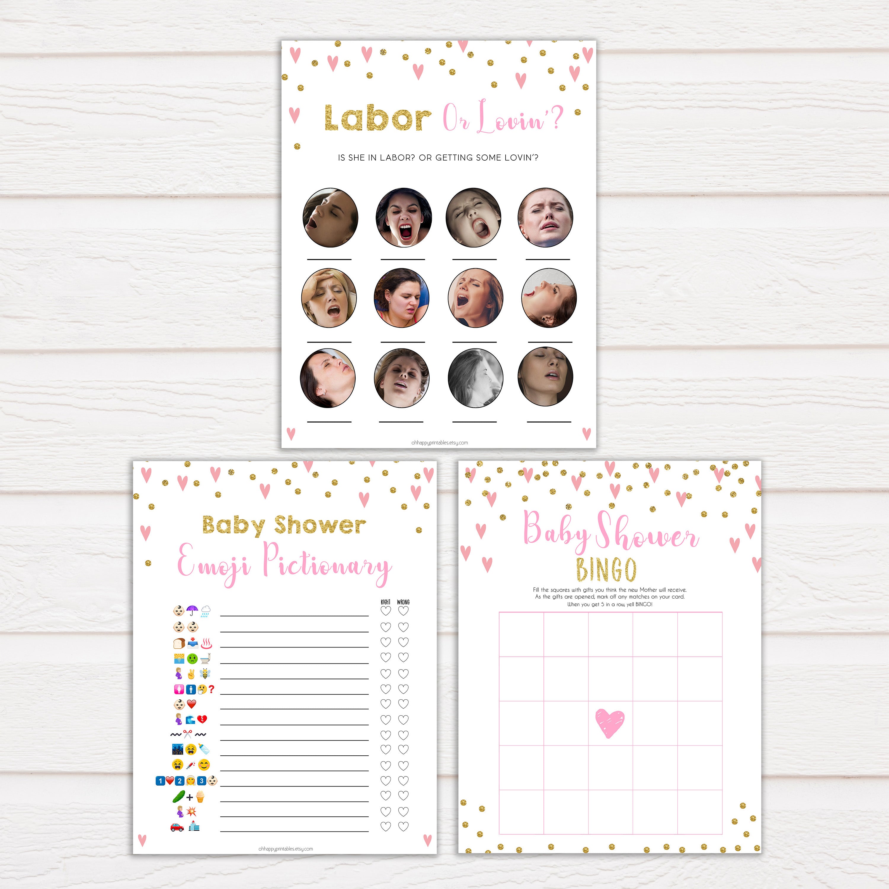 Pink Baby Shower Games Bundle, 7 Baby Shower Games Pack, Pink & Gold, Baby Shower Games, Girl Baby Shower Games, Baby Shower Games, printable baby shower games, fun baby games