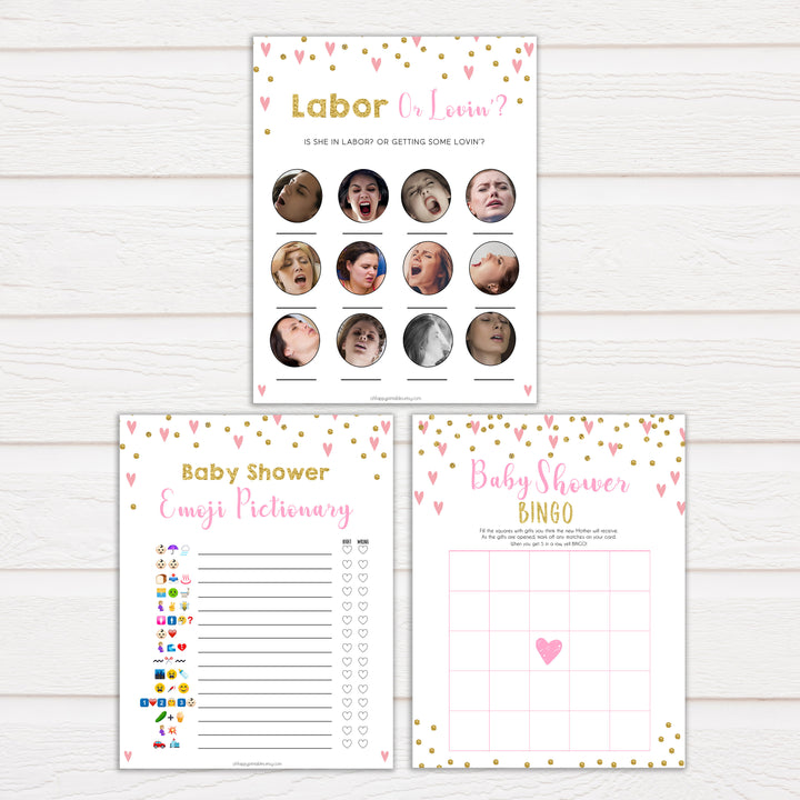 Pink Baby Shower Games Bundle, 7 Baby Shower Games Pack, Pink & Gold, Baby Shower Games, Girl Baby Shower Games, Baby Shower Games, printable baby shower games, fun baby games