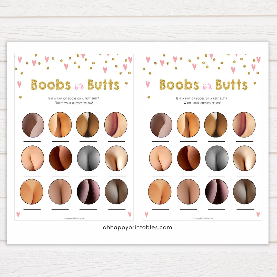 pink hearts baby shower, boobs or butts baby game, printable baby games, pink baby games, girl baby games, top 10 baby games, fun baby games
