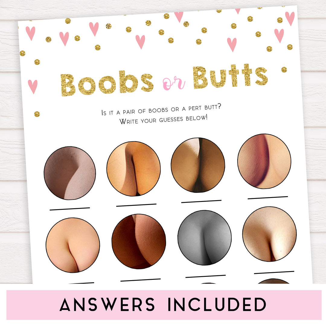 pink hearts baby shower, boobs or butts baby game, printable baby games, pink baby games, girl baby games, top 10 baby games, fun baby games
