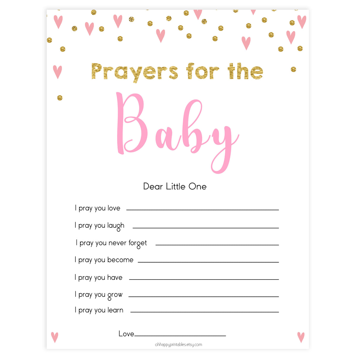 prayers for baby keepsake, popular baby shower games, free baby shower games, printable baby shower games, pink baby games, fun baby games