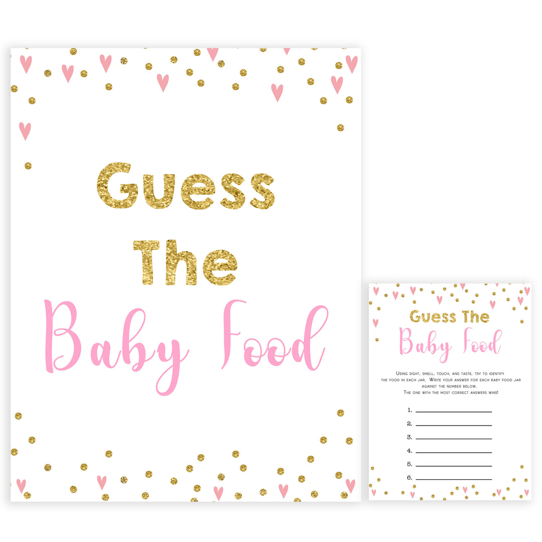 pink hearts baby shower, guess the baby food baby game, printable baby games, pink baby games, girl baby games, top 10 baby games, fun baby games