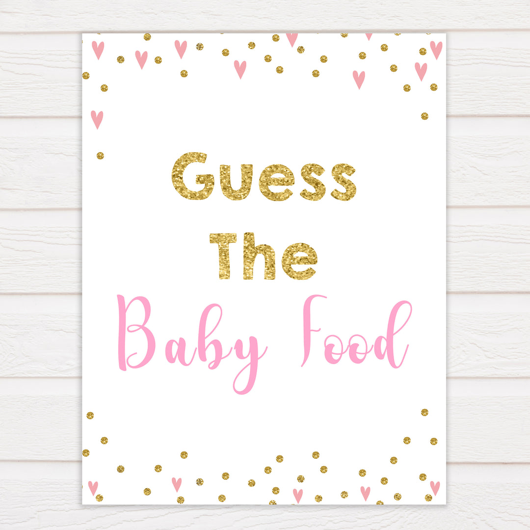 pink hearts baby shower, guess the baby food baby game, printable baby games, pink baby games, girl baby games, top 10 baby games, fun baby games