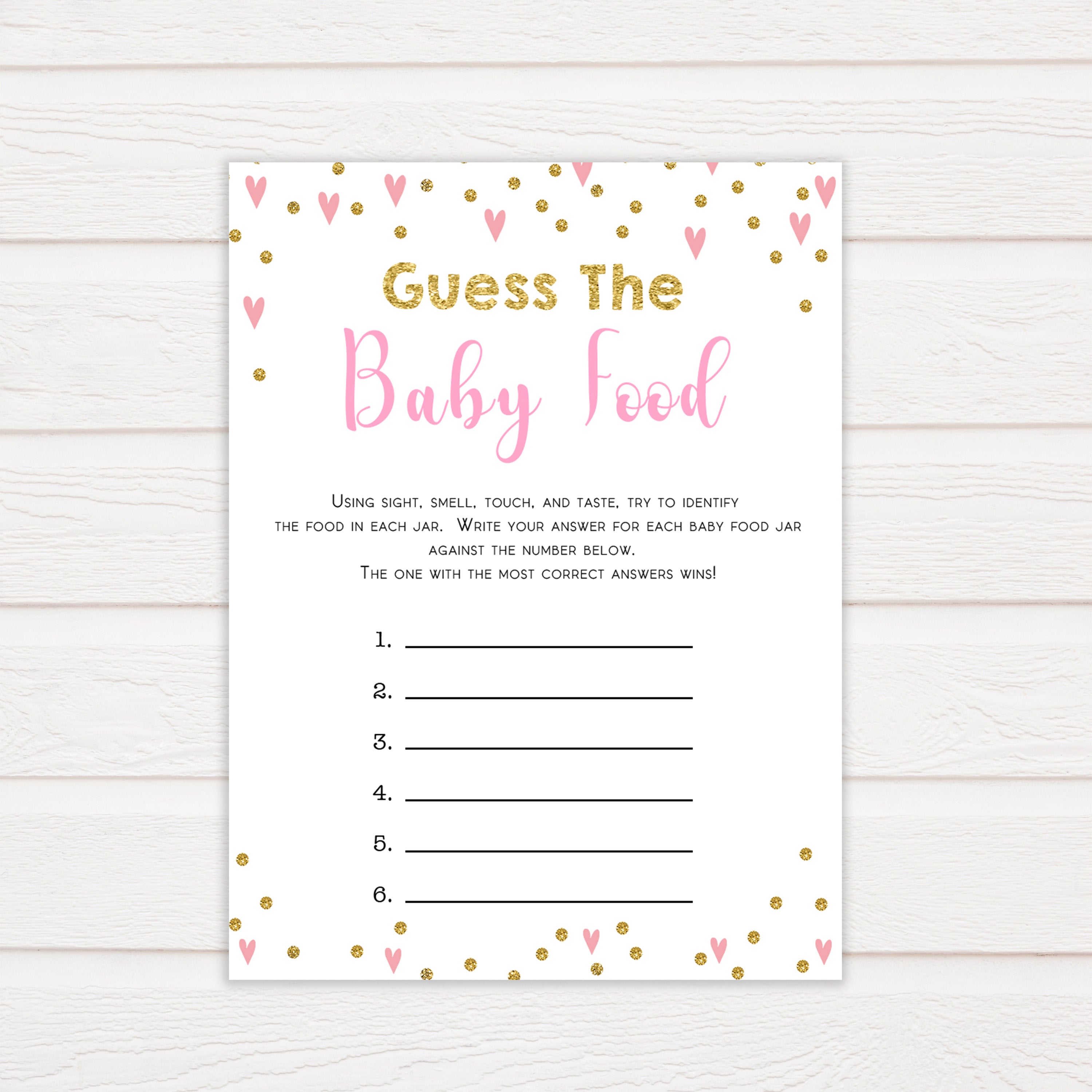 pink hearts baby shower, guess the baby food baby game, printable baby games, pink baby games, girl baby games, top 10 baby games, fun baby games