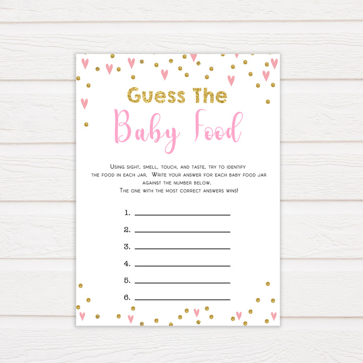 pink hearts baby shower, guess the baby food baby game, printable baby games, pink baby games, girl baby games, top 10 baby games, fun baby games
