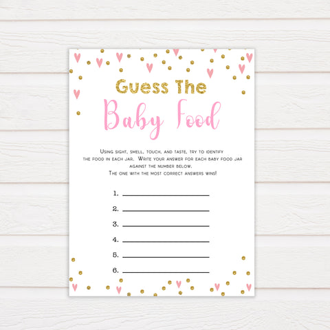 pink hearts baby shower, guess the baby food baby game, printable baby games, pink baby games, girl baby games, top 10 baby games, fun baby games