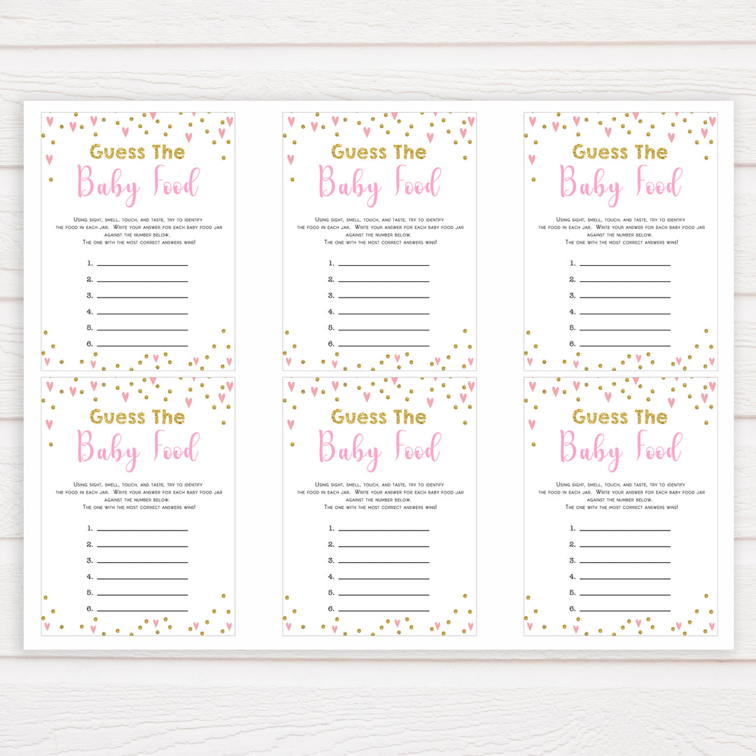 pink hearts baby shower, guess the baby food baby game, printable baby games, pink baby games, girl baby games, top 10 baby games, fun baby games