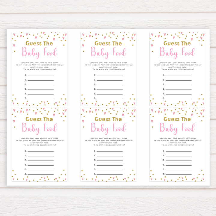 pink hearts baby shower, guess the baby food baby game, printable baby games, pink baby games, girl baby games, top 10 baby games, fun baby games