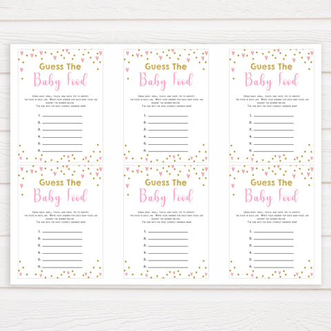 pink hearts baby shower, guess the baby food baby game, printable baby games, pink baby games, girl baby games, top 10 baby games, fun baby games