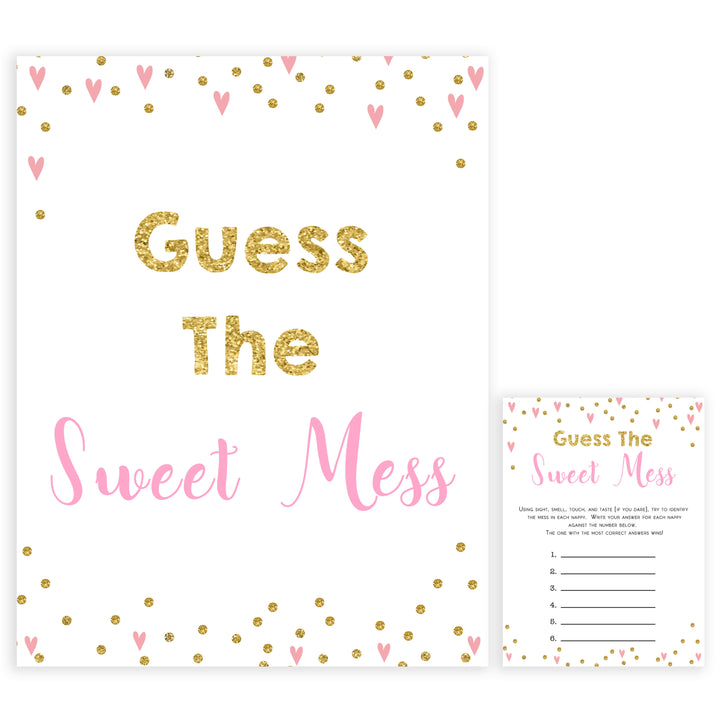 pink hearts baby shower, guess the sweet mess baby game, printable baby games, pink baby games, girl baby games, top 10 baby games, fun baby games