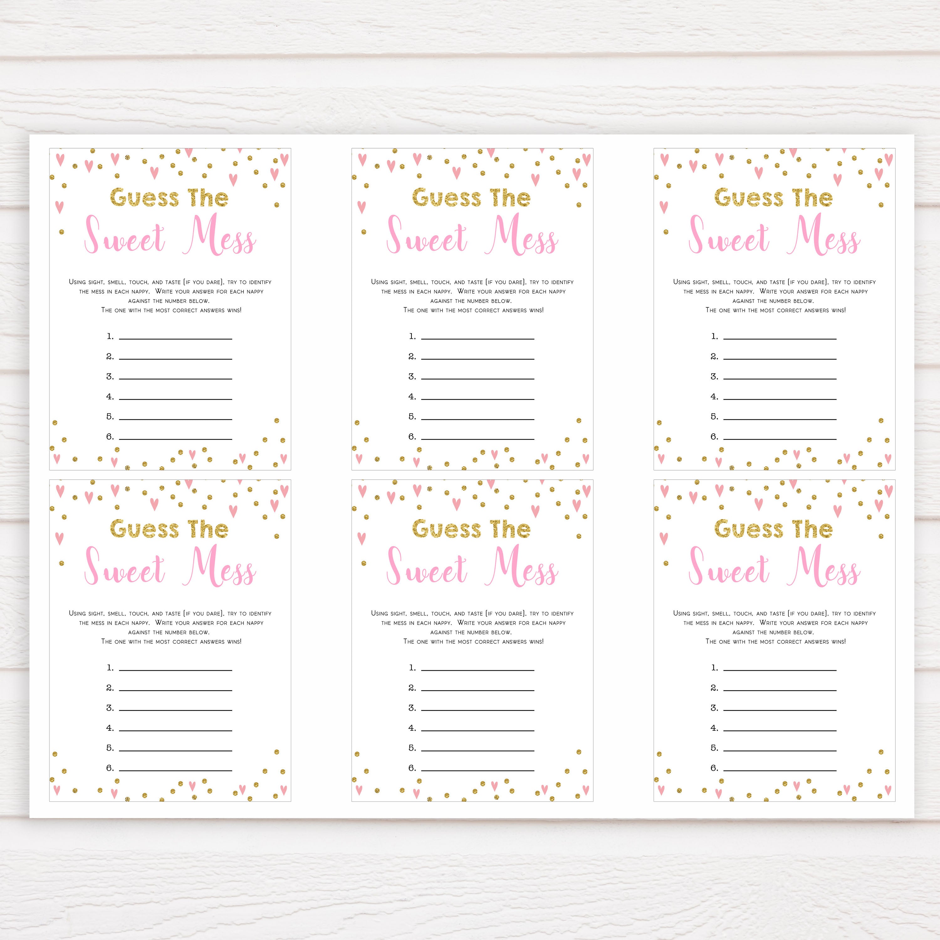 pink hearts baby shower, guess the sweet mess baby game, printable baby games, pink baby games, girl baby games, top 10 baby games, fun baby games