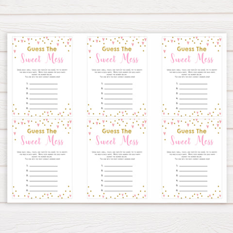 pink hearts baby shower, guess the sweet mess baby game, printable baby games, pink baby games, girl baby games, top 10 baby games, fun baby games