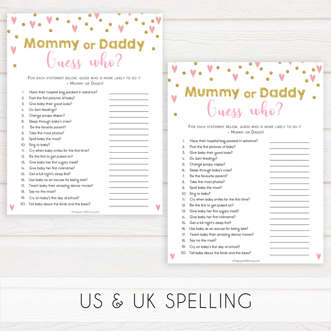 pink hearts baby shower, guess who baby game, printable baby games, pink baby games, girl baby games, top 10 baby games, fun baby games