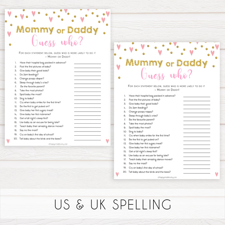 pink hearts baby shower, guess who baby game, printable baby games, pink baby games, girl baby games, top 10 baby games, fun baby games