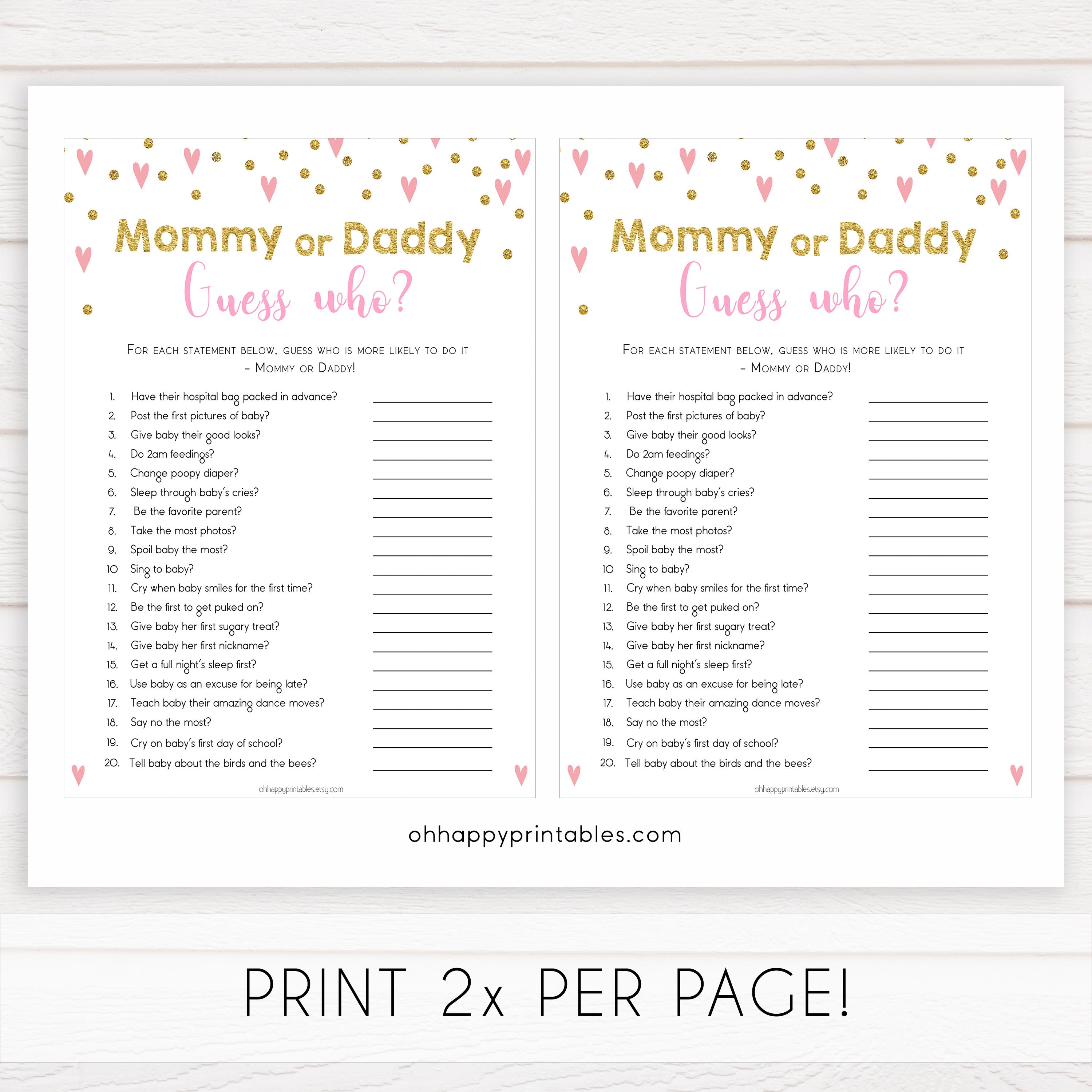 pink hearts baby shower, guess who baby game, printable baby games, pink baby games, girl baby games, top 10 baby games, fun baby games