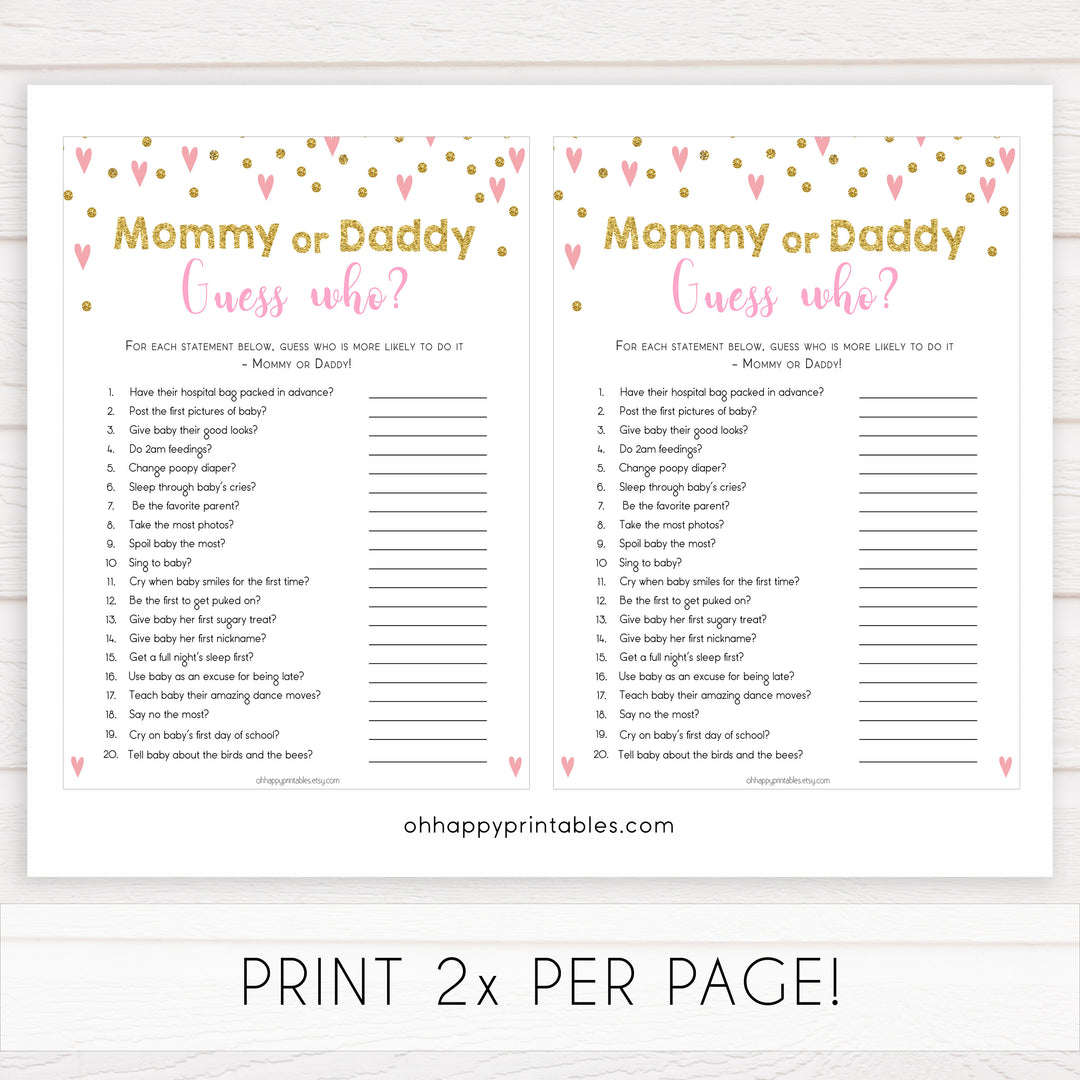 pink hearts baby shower, guess who baby game, printable baby games, pink baby games, girl baby games, top 10 baby games, fun baby games