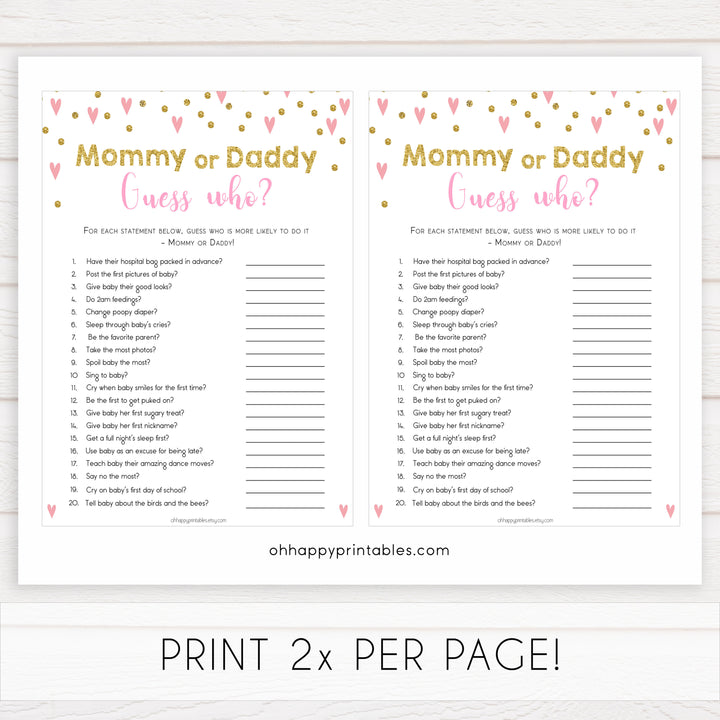 pink hearts baby shower, guess who baby game, printable baby games, pink baby games, girl baby games, top 10 baby games, fun baby games