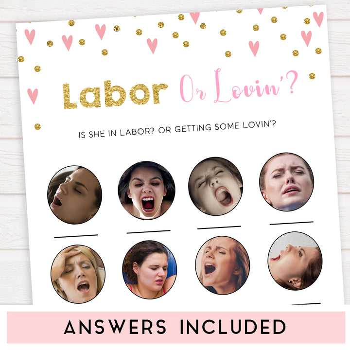 pink hearts baby shower, labor or loving, labor or porn baby game, printable baby games, pink baby games, girl baby games, top 10 baby games, fun baby games
