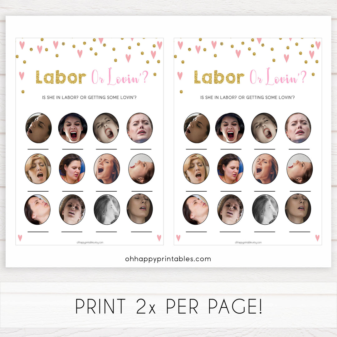pink hearts baby shower, labor or loving, labor or porn baby game, printable baby games, pink baby games, girl baby games, top 10 baby games, fun baby games