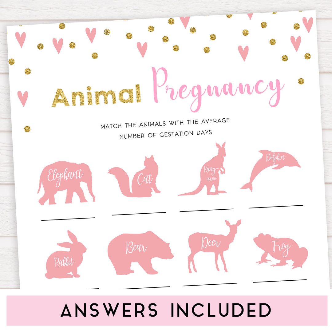 pink hearts baby shower, animal pregnancy baby game, printable baby games, pink baby games, girl baby games, top 10 baby games, fun baby games