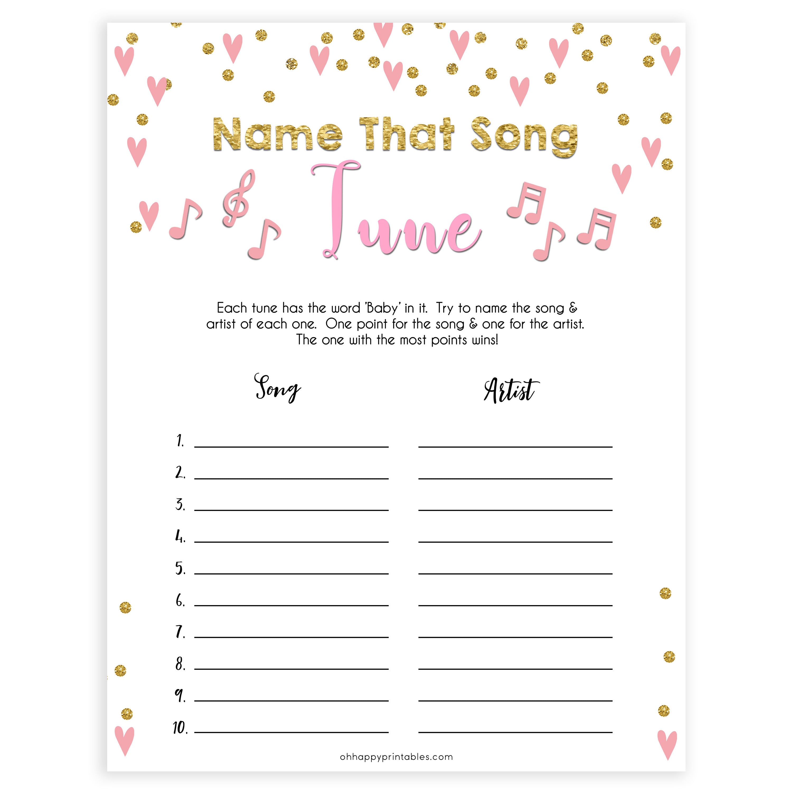 pink hearts baby shower, name that baby tune baby game, printable baby games, pink baby games, girl baby games, top 10 baby games, fun baby games
