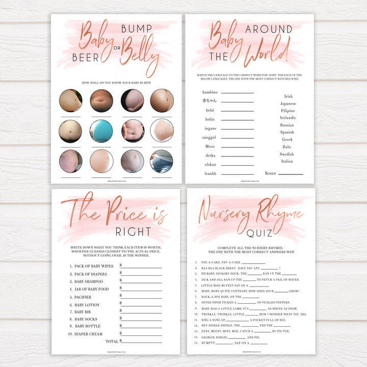 7 pink swash baby shower games bundles, labor or porn baby games, fun baby shower games, popular baby shower games