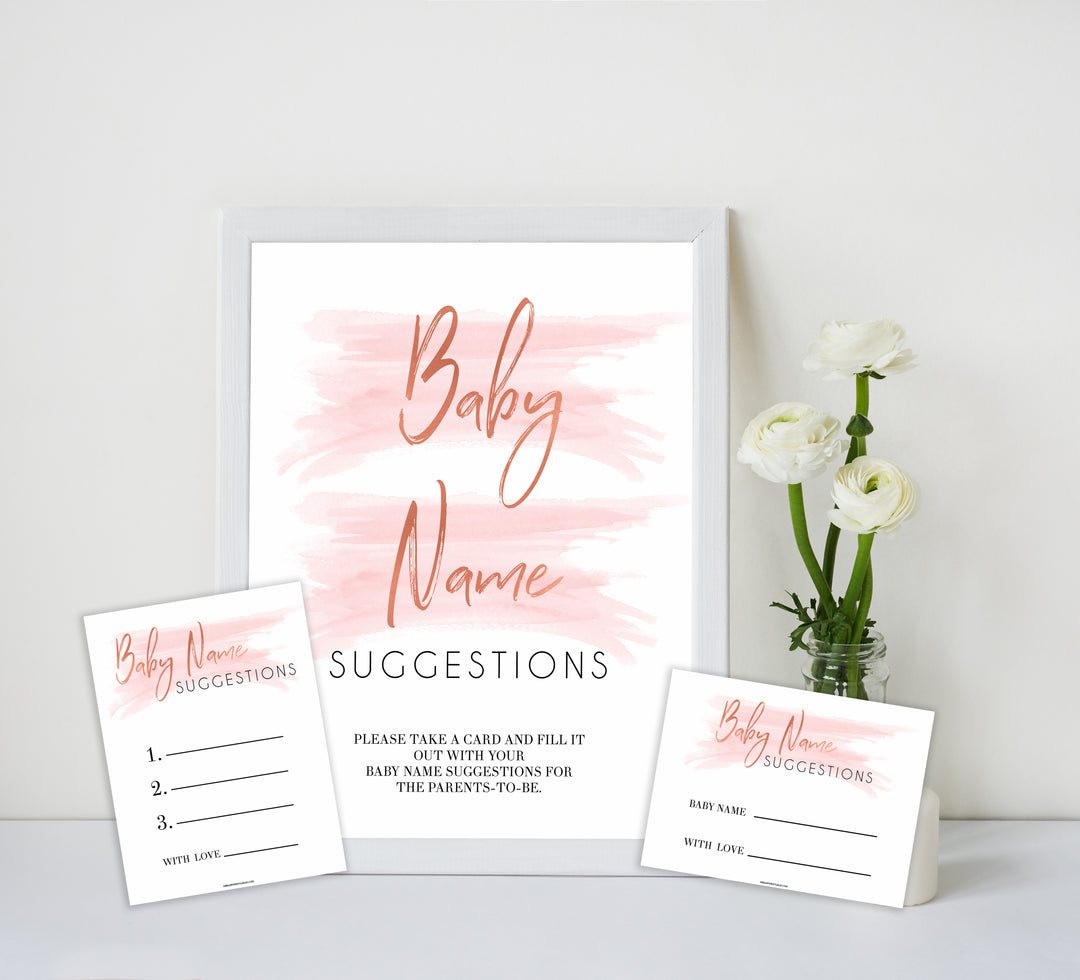 pink swash baby name suggestions games, baby name suggestions printable baby games, fun baby shower games