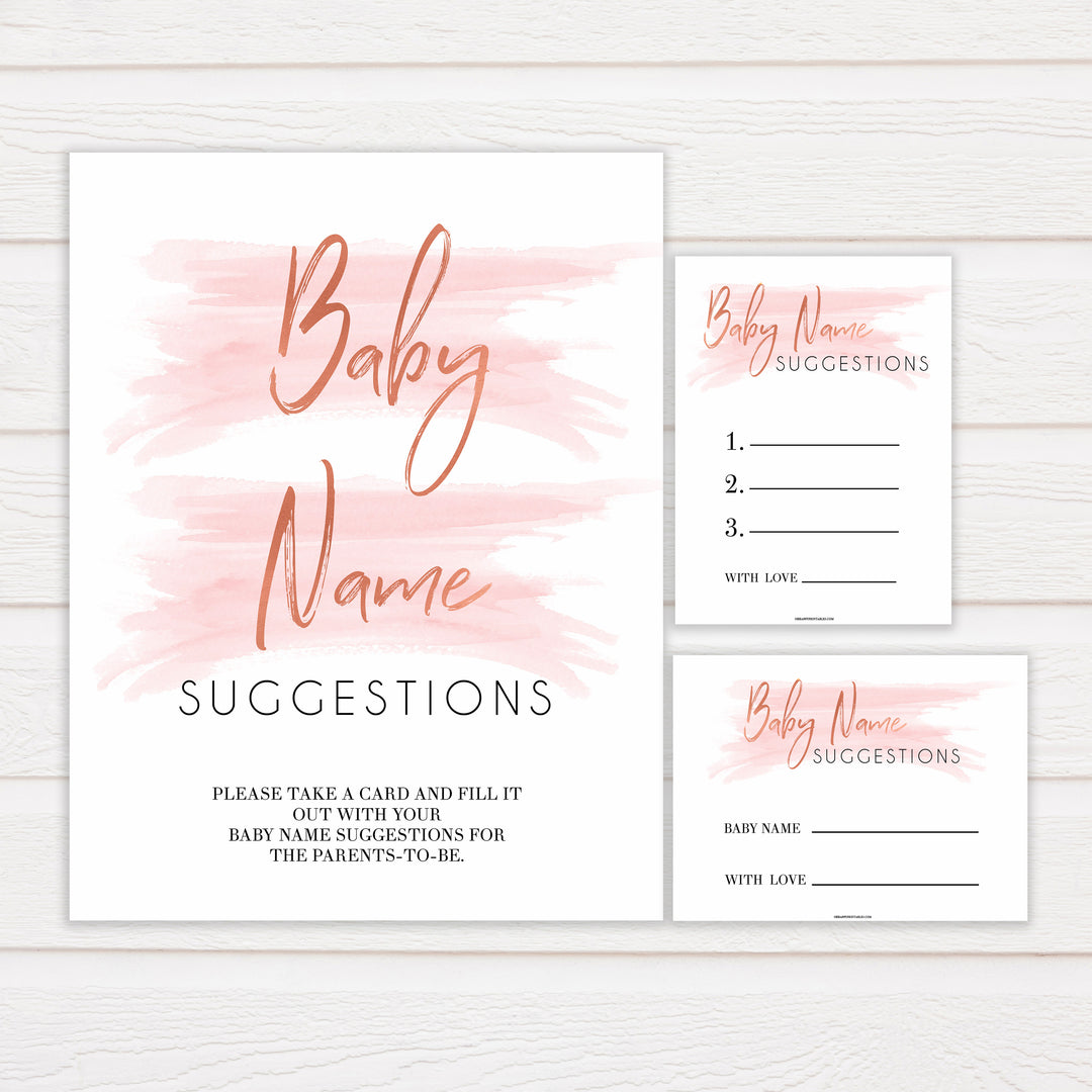 pink swash baby name suggestions games, baby name suggestions printable baby games, fun baby shower games