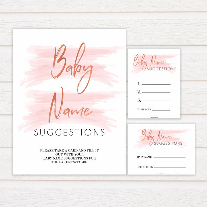 pink swash baby name suggestions games, baby name suggestions printable baby games, fun baby shower games