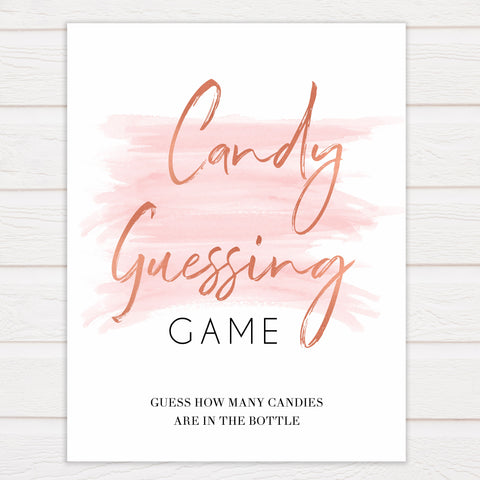 Candy guessing game pink swash game, printable baby shower games, fun baby shower games, popular baby shower games