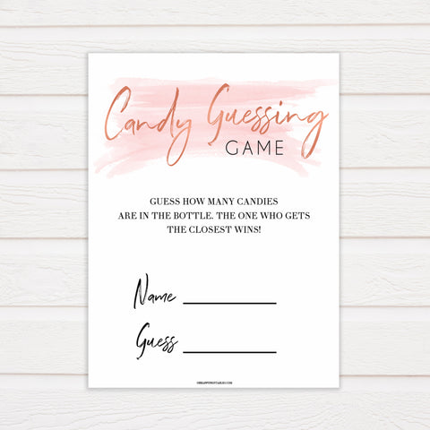 Candy guessing game pink swash game, printable baby shower games, fun baby shower games, popular baby shower games