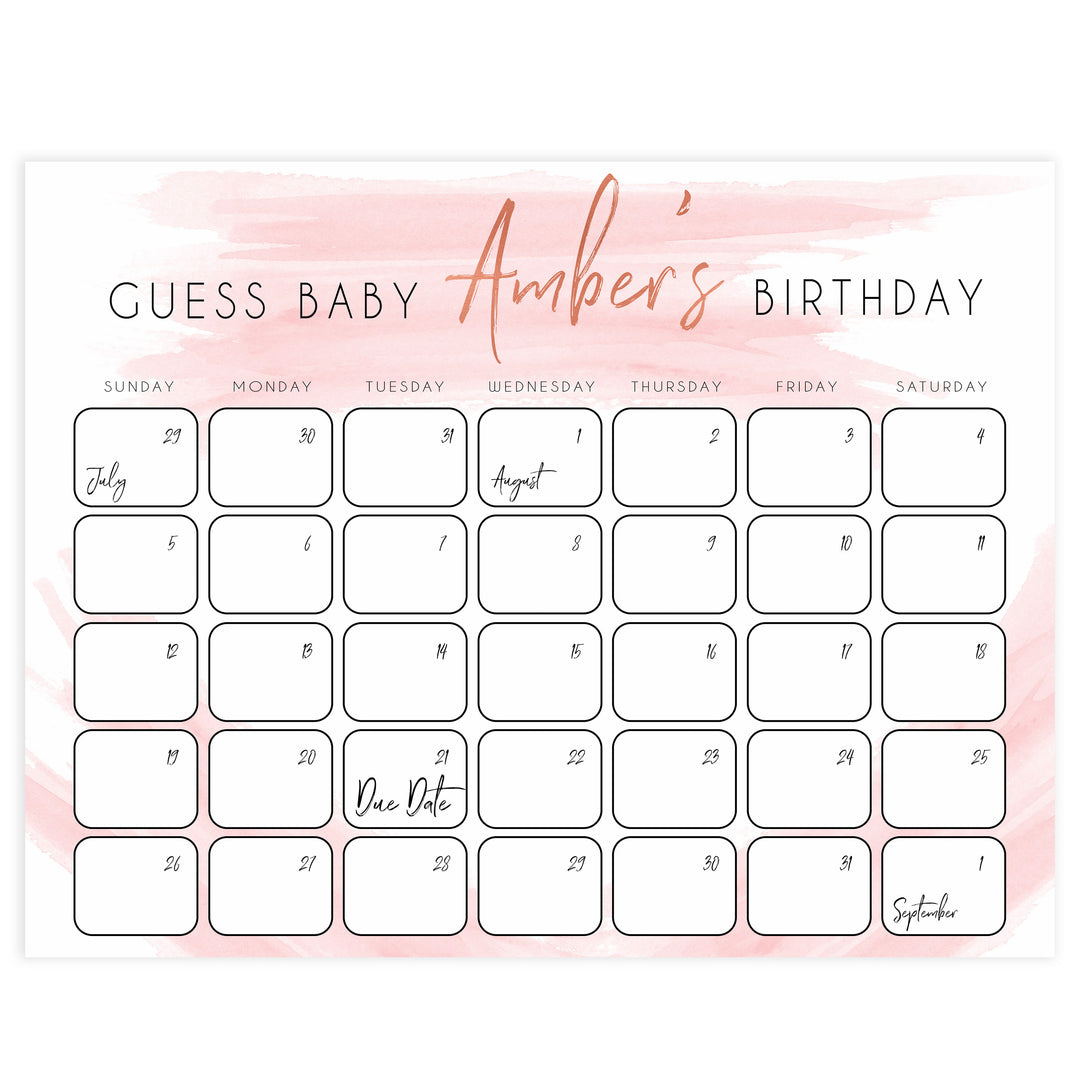 Guess The Baby Birthday Game, Printable baby shower games, baby birthday predictions game, fun baby shower games, baby shower games ideas