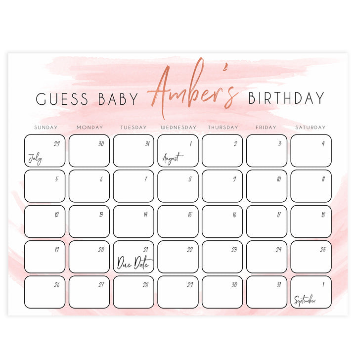 Guess The Baby Birthday Game, Printable baby shower games, baby birthday predictions game, fun baby shower games, baby shower games ideas