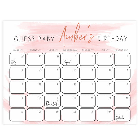 Guess The Baby Birthday Game, Printable baby shower games, baby birthday predictions game, fun baby shower games, baby shower games ideas
