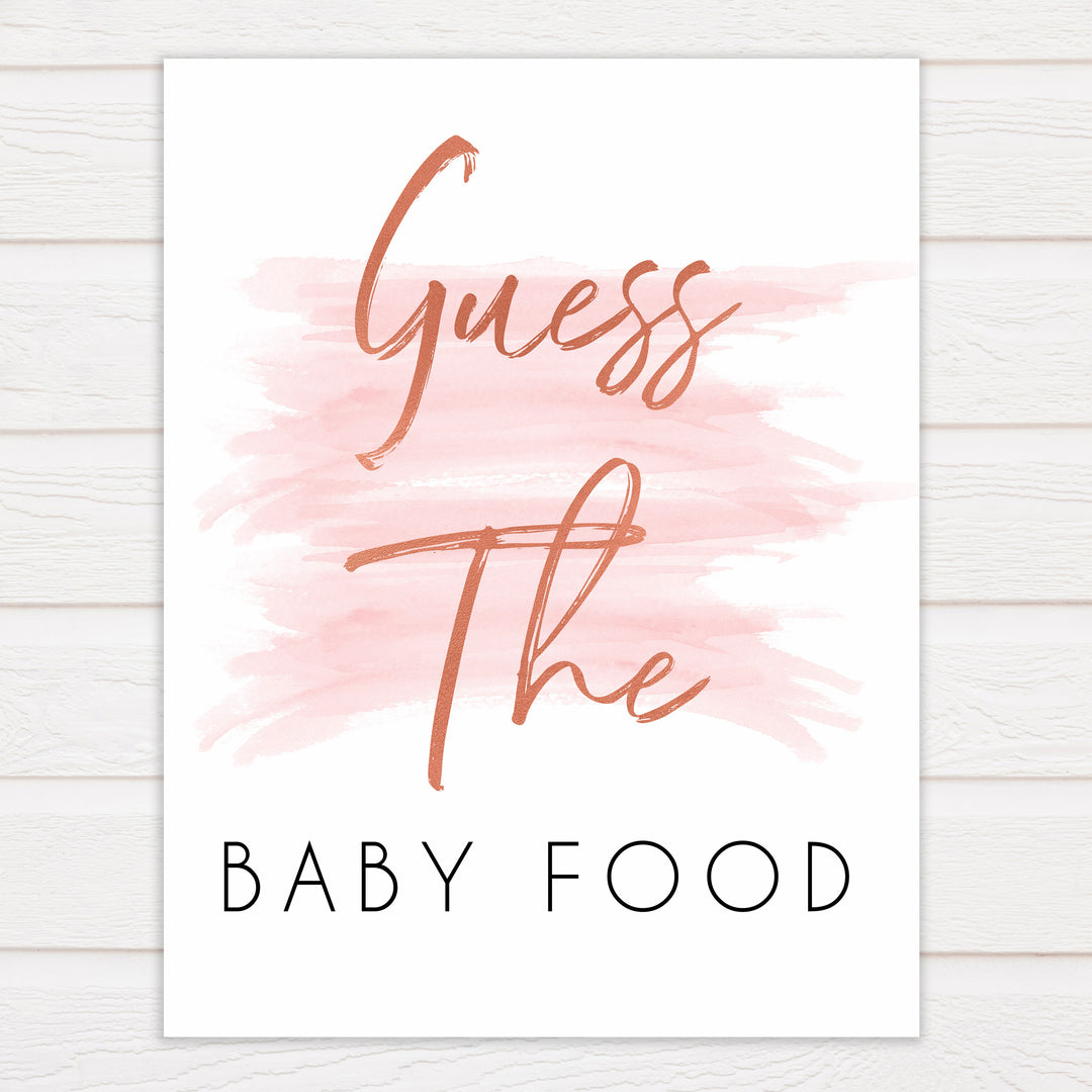 Pink Swash Baby Shower Guess The Baby Food, Printed Baby Shower Games, Guess The Baby Food, Pink Baby Shower Games, Guess The Baby Food, popular baby games, printable baby games