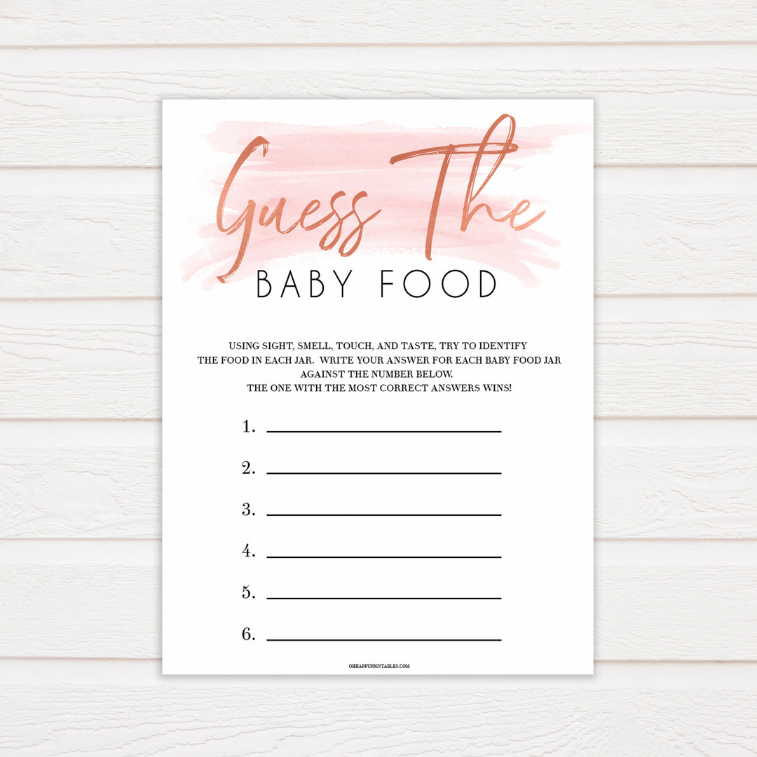 Pink Swash Baby Shower Guess The Baby Food, Printed Baby Shower Games, Guess The Baby Food, Pink Baby Shower Games, Guess The Baby Food, popular baby games, printable baby games
