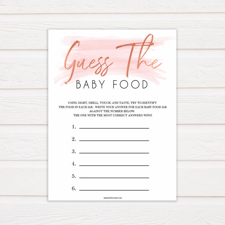 Pink Swash Baby Shower Guess The Baby Food, Printed Baby Shower Games, Guess The Baby Food, Pink Baby Shower Games, Guess The Baby Food, popular baby games, printable baby games